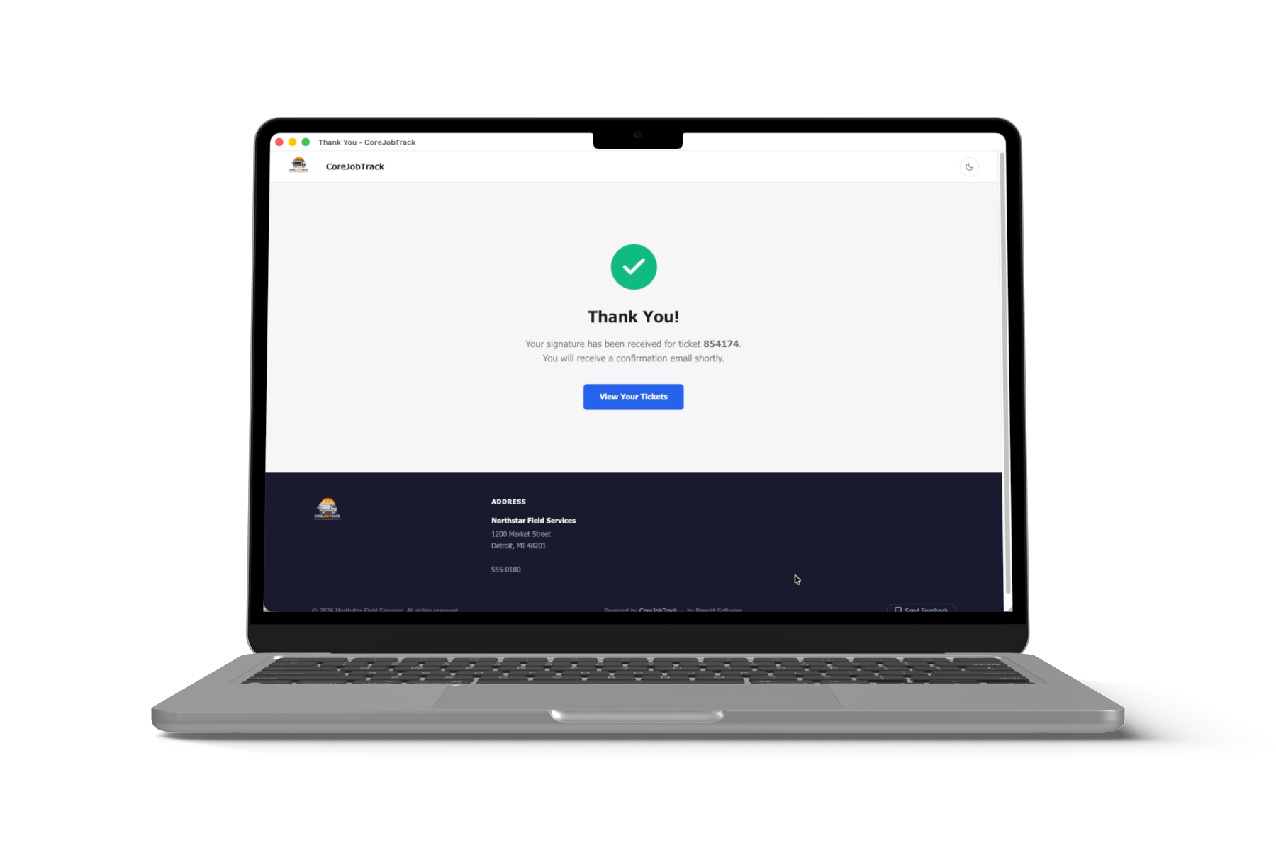 Web signature confirmation on a laptop