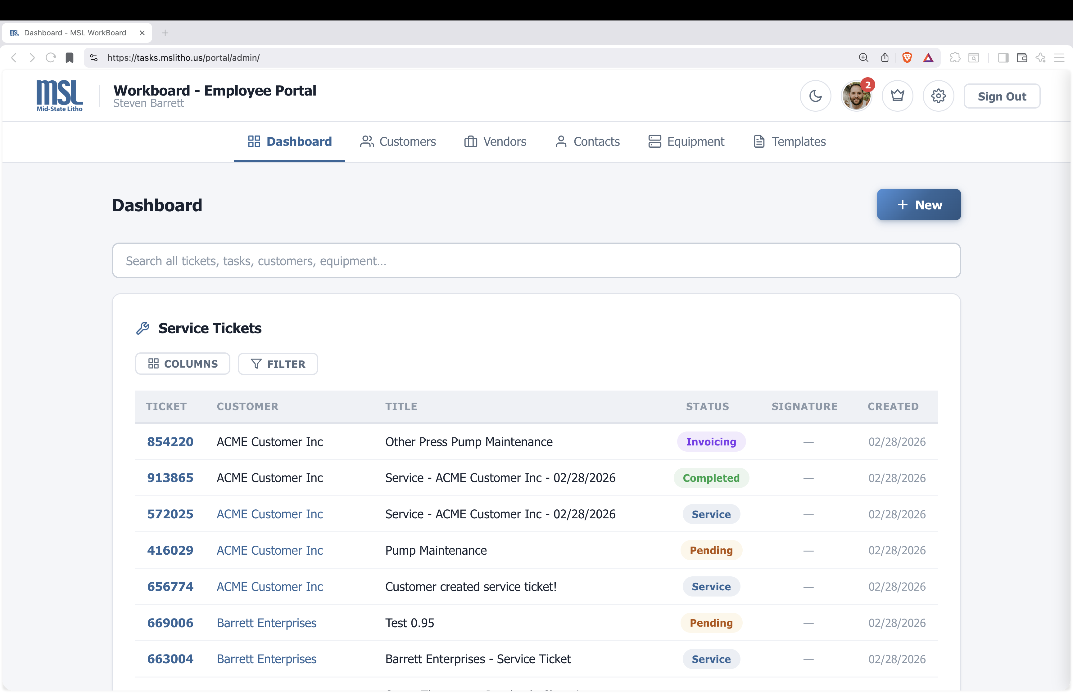 Dispatch scheduling board